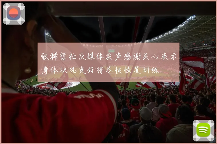 张稀哲社交媒体发声感谢关心表示身体状况良好将尽快恢复训练